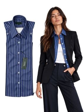 BRUNNE Button Down Shirt Dickey Insert Compatible with Veronica Beard Sz 00-14